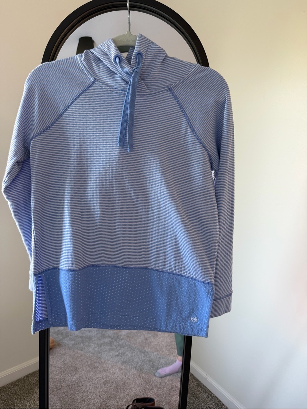 Southern Tide Women’s Light Blue Striped Hooded Pullover